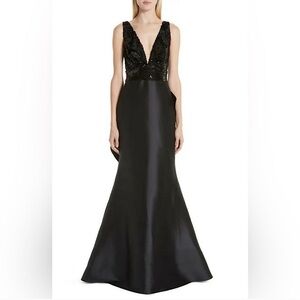 Sachin & Babi Women's Topanga Gown Black Sequin Formal Dress Long Bow